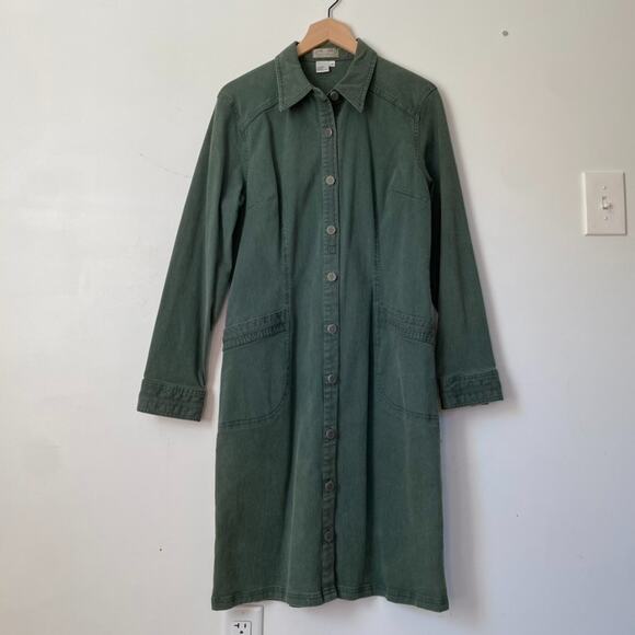 VTG Territory Ahead Womens Corduroy Shirt Dress Size 10 Button Front Knee Length - Picture 1 of 11